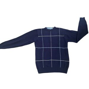 Oscar de le Renta Blue sith White Steips Men’s Sweater Sz Med Gently Used